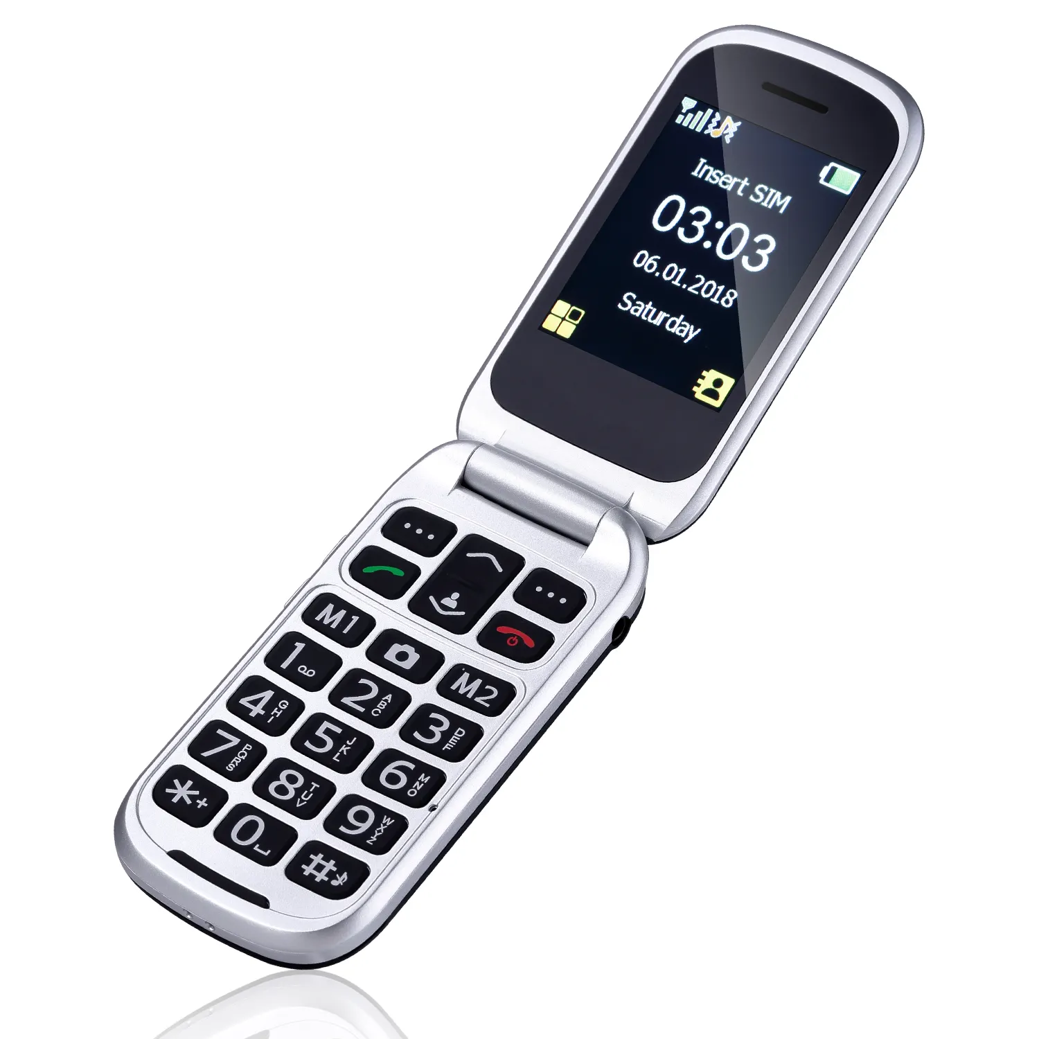 Supporto per telefono senior D330 a doppio schermo portatile 3g flip per telefono cellulare