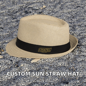 Chapeau Panama en paille de raphia imprimé anti-UV pour les vacances, la pêche, les voyages, le cyclisme, promotion économique, logo personnalisé, ruban - Product Image 2