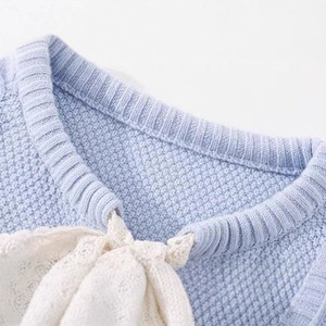 Women's Cable Knit <b>Cardigan</b> With Lace Bow Tie Round Neck Loose Fit Autumn Winter Sweater Single Breasted Anti Pilling - Product Image 3