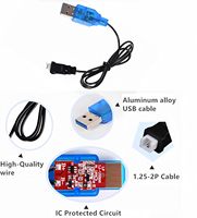 Câble de chargeur USB 3,7 V avec prise 1,25-2P pour mini drone quadricoptère RC Cheerson CX-10, lot de 2
