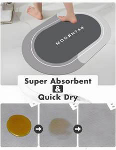 Tapis de bain en microfibre à motif uni, séchage rapide, articles ménagers, tapis absorbant l'eau en diatomite doux pour salle de bain - Product Image 3