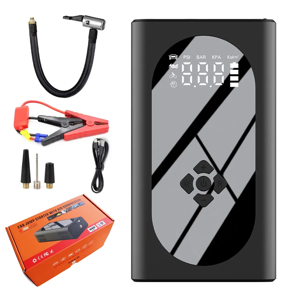 Car Jump Starter Power Bank 400A 12V Car Starter Device Battery 7500mah With Air Compressor Tyre Inflator