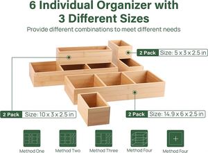 Multi-functional Kitchen <b>Drawer</b> Organizer Bamboo <b>Drawer</b> Organizer Set for Silverware Flatware Kitchen Utensils and Office - Product Image 5