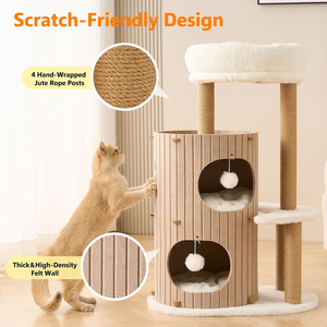 Modern <b>Cat</b> <b>Tree</b> for Indoor <b>Cats</b> Large Adult, 36in H <b>Cat</b> <b>Tree</b> Tower with <b>Scratching</b> <b>Posts</b>, Cozy <b>Cat</b> Bed Cave, Washable Cushions - Product Image 4