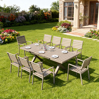 Ensemble de salle à manger moderne en aluminium pour cuisine, jardin et extérieur, pour restaurants et hôtels, chaises et tables durables et imperméables pour événements
