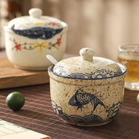 Pot à épices en céramique de Chaozhou, salière, poivrière, distributeur de MSG, avec couvercle compatible lave-vaisselle, pot à chili de cuisine, résistant aux éclaboussures d'huile