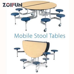 Table et chaise pliante italienne, économie d'espace, table et chaise rondes avec <span class=keywords><strong>centre</strong></span> rotatif, de poker pour cantine - Product Image 2