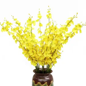 Flor de plástico artificial de orquídea para decoración del hogar, 5 Tenedor de simulación, directo de fábrica
