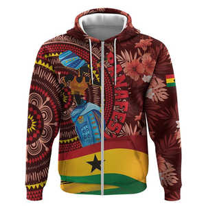 Vente en gros Veste à fermeture éclair imprimée du drapeau du Ghana avec capuche <span class=keywords><strong>Sweat</strong></span>-shirt surdimensionné pour hommes Veste d'extérieur graphique pour garçon - Product Image 6