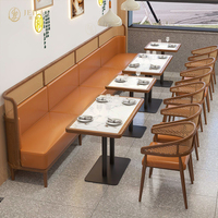 Meuble commercial Morden siège stand de restaurant en rotin et bois pour café table de restaurant ensemble de chaises pour projet