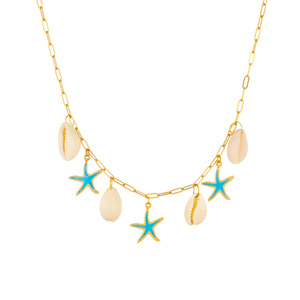Parure bijoux en acier inoxydable plaqué or style marin Parure étoile de mer Pendentif coquillage Collier Bracelet Boucles d'oreilles - Product Image 5