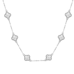 <span class=keywords><strong>Collana</strong></span> in <span class=keywords><strong>Argento</strong></span> S925 SPJ per Donne, Stile Classico, Placcata in Rodio, Ciondolo a Forma di <span class=keywords><strong>Quadrifoglio</strong></span> con 6 Fiori Portafortuna - Product Image 2