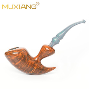 Muxiang Handmade Briarwood Pipe Bent Type 3mm Solid Wood Tobacco Pipe For Men - Product Image 1