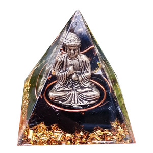 Pyramide en cristal avec statue de Bouddha gravée à l'intérieur, en résine d'obsidienne, décoration d'intérieur, ornement Feng Shui, cadeau de bureau - Product Image 5