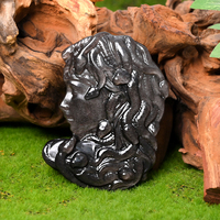 Vente en gros d'usine : Sculpture artisanale en obsidienne argentée naturelle polie, représentant une Medusa renard, pour collection