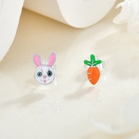 Boucles d'oreilles clous YILUN en argent sterling 925, lapin mignon et carotte en émail, hypoallergéniques pour femmes et enfants, bijoux en gros