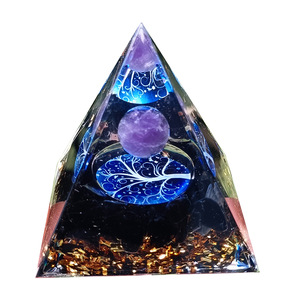 Kogiya <b>Crystal</b> Pyramid Resin Epoxy Ornament Purple <b>Ball</b> White Tree Internal Engraving Home Decoration Desktop Gift - Product Image 5