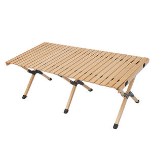 Table pliante d'extérieur Explorer en bois de hêtre 120x60x43cm, portable pour le camping, le pique-nique, le parc, la plage - Product Image 1