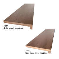 Pédale d'escalier et contremarche en teck haut de gamme personnalisées, de style moderne, pour un espace d'escalier vertical haut et bas à l'intérieur