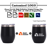 Gobelet à vin en acier inoxydable de 12 oz avec couvercle, tasse à double paroi sous vide, cadeau promotionnel d'entreprise, vente en gros, logo personnalisé, gobelet à sublimation