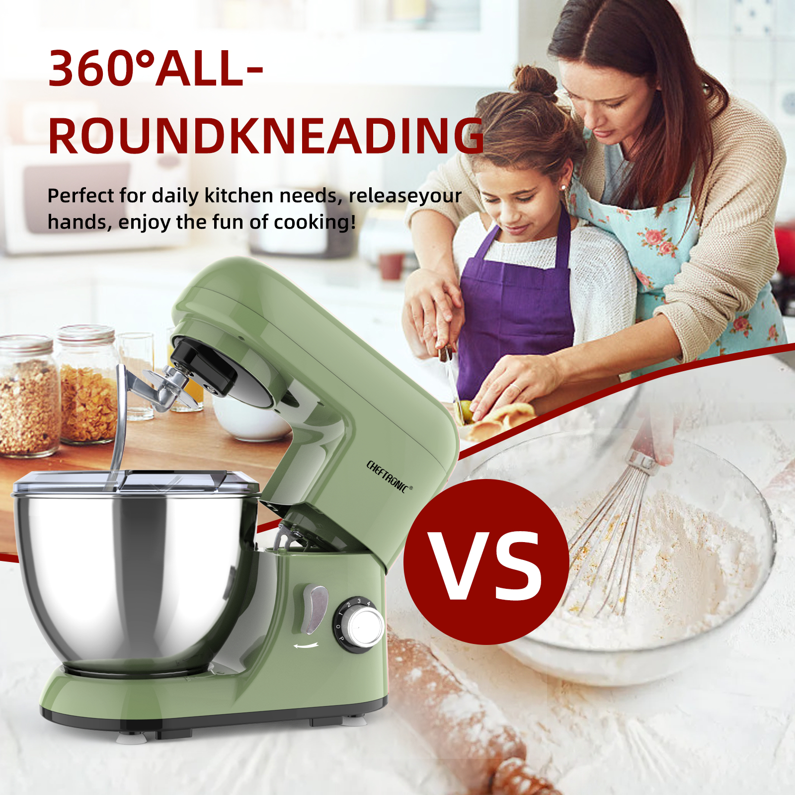 Cheftronic Stand Mixer - 1300W 5L Electric Kitchen Appliance