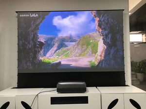 Pantalla de Proyección Motorizada Enrollable de <span class=keywords><strong>100</strong></span> <span class=keywords><strong>Pulgadas</strong></span> para <span class=keywords><strong>TV</strong></span> Láser, con Tensión para el Suelo, Rechaza la Luz Ambiental, Ultra Corta Distancia para Láser - Product Image 2