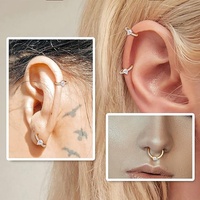 Vente en gros g23 Titane gemme Clicker Anneau Nez Anneau Nez Articulé Anneau Segment Anneau Avec Larme CZ Pavé Corps Piercing Bijoux