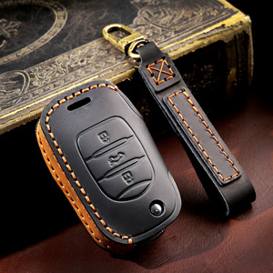 Housse de clé de voiture en <span class=keywords><strong>cuir</strong></span> véritable pour Baojun 510 530 730 Chevrolet Groove Captiva Wuling Almaz <span class=keywords><strong>Cortez</strong></span> MG Hector, étui de protection pour clé - Product Image 1