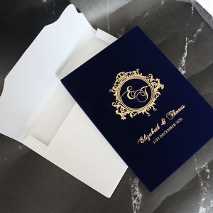 Inviti per Matrimonio in Acrilico Blu Scuro Vellutato, Design Gratuito, Produttore Cinese - Product Image 2