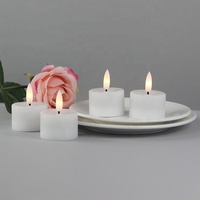 Ensemble de 4 bougies chauffe-plat électriques à LED sans flamme, en cire véritable blanche, avec flamme réelle 3D, pour décoration intérieure