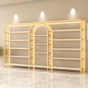 Étagères de présentation de luxe en bois pour magasins de beauté 2025, présentoirs de soins de la peau, étagères murales métalliques pour cosmétiques pour boutiques de cosmétiques - Product Image 3