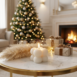 Petite bougie à bulles, ensemble de bougies rondes modernes, bougie blanche pour la décoration de Noël, utilisation en intérieur - Product Image 1