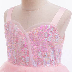 Costume de sorcière rose à paillettes pour filles, robe en tulle, déguisement d'Halloween, cosplay, avec couronne, baguette magique et gants, vente flash MS - Product Image 4