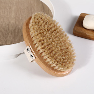 Fq marque hêtre brosse de bain ovale peau sèche <span class=keywords><strong>sisal</strong></span> chanvre <span class=keywords><strong>sisal</strong></span> rond poils de sanglier bois brosse à cheveux alésage poils pinceau dans la main - Product Image 5