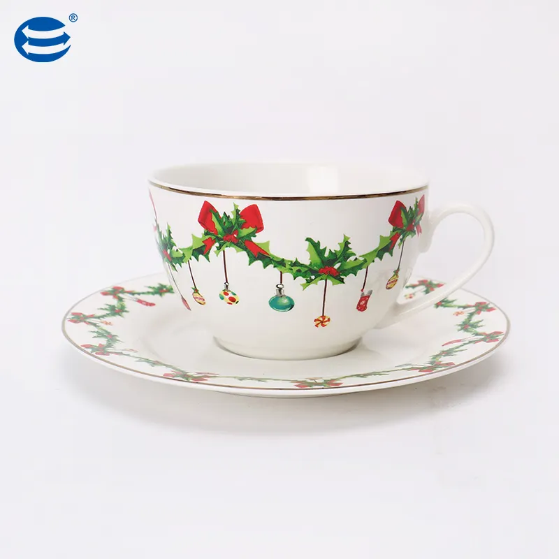 High quality Christmas style new bone porcelain teapot ceramic coffee & tea sets ceramic tray