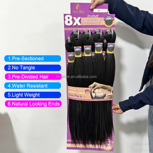 Cheveux à tresser synthétiques pré-étirés et pré-sectionnés, modèle Super 52 8x, personnalisables avec logo privé, pour tresses Ez Braid, pour personnes noires - Product Image 2