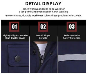 Winter Warm Padded Acidproof Anti-static Worker Uniform Hi Vis Reflective Safety Coverall Workwear Anti Acid Alkali Work <strong>Suit</strong> - Product Image 4