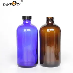 2 упаковки, 16 унций, Янтарное стекло, круглые многоразовые бутылки для дезинфицирующего средства для рук, дозатор жидкого мыла