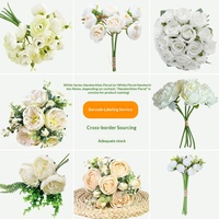 Bouquet de Mariage Artisanal en Soie Blanche avec Roses et Hortensias, Bouquet de Mariée à Tenir à la Main, Décoration d'Intérieur, Fleurs Artificielles Directes