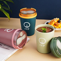 Tasse à porridge isotherme 9,5*14*CM 500ML avec couvercle et cuillère, anti-fuite, portable, mug thermique pour soupe, idéal pour le bureau et l'école