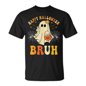 Camiseta de Halloween con Diseño de Fantasma para Niños, Manga Corta, Cuello Redondo, Algodón, para Fiestas, Impresión Digital - Product Image 1