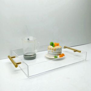 Khay trong suốt <span class=keywords><strong>Acrylic</strong></span> nóng <span class=keywords><strong>2025</strong></span> với tay cầm bằng vàng 8*12 12*14 khay dịch vụ đa kích thước tùy chỉnh - Product Image 3