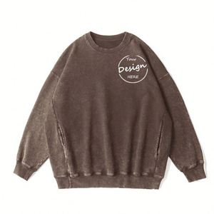 Wholesale Unisex O Neck Pullover 3D Embroidery Hoodie Fleece <b>Oversized</b> Hoodies Man <b>Vintage</b> Screen Print Acid Washed <b>Sweatshirt</b> - Product Image 4