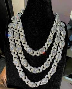 Collar de Cadena con Diamantes de Moissanita en Plata 925 para Mujer, Joyería de Moda para Fiestas, Bodas y Eventos Nocturnos, Exportación - Product Image 1