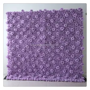 花の壁S02594造花カーペットブルメンワンドターキスローザシルク背景模造バラ紫