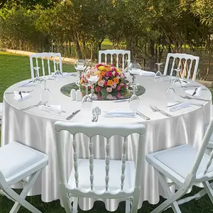 Özel saten masa örtüleri düğün masa örtüsü yuvarlak masa örtüsü ev dekorasyon için