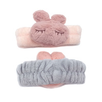 Bandeau en polaire doux et confortable, écologique, en forme de tête de lapin, pour le lavage du visage, le démaquillage, les soins spa, bandeau mignon pour