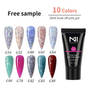 ZRKGEL acrylique étincelant vente en gros, fournitures d'ongles, étiquettes privées, couleurs scintillantes, polygel acrylique UV, Extension d'ongles polygel - Product Image 2