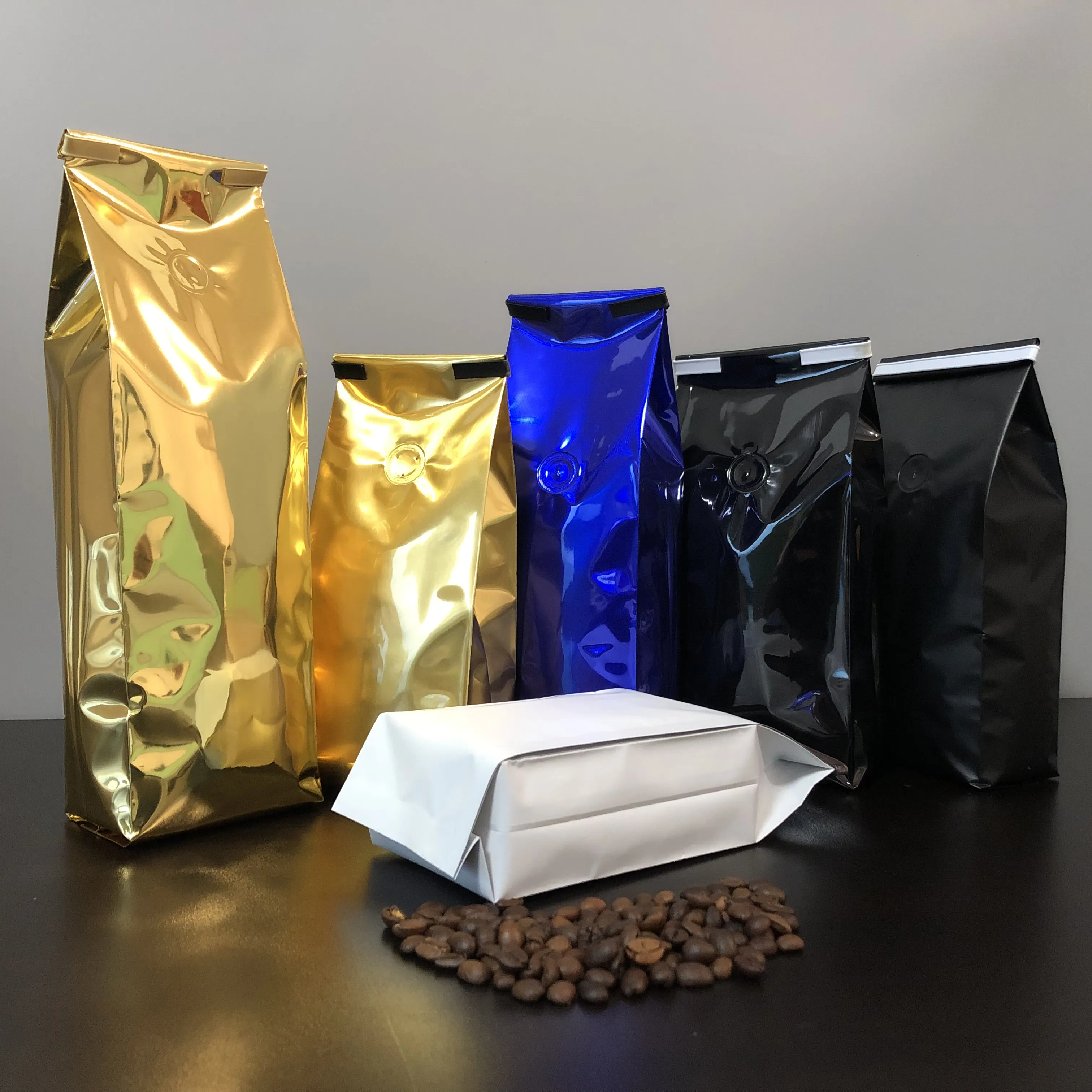 Custom Resealable Bags Digital Print Recyclable Flat Bottom Zipper Bag Tintie Valve Side Gusset Coffee Pouches Food Grade Shop