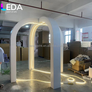 LEDA Classic Modern Simple White Color Led Light Event Entrance Acrylic <b>Backdrop</b> Pvc <b>Stand</b> Baby Shower Stage Decoration - Product Image 2